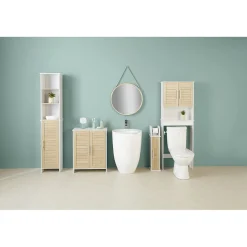 Clearance Gifi Meuble dérouleur WC mdf blanc naturel