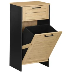 New Gifi Meuble salle de bain naturel et noir 40x30xH80 cm - Richmond