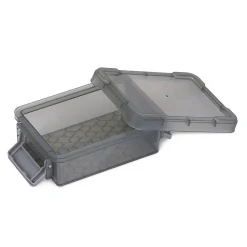 Rangement|Gifi Mini boîte en plastique gris fermeture clips 0,20L - Lot de 2