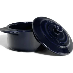 Mini cocotte individuelle en céramique avec couvercle - bleu ou noir^Gifi