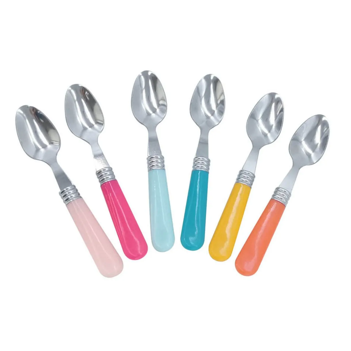 Mini cuillère inox manche plastique multicolore x6^Gifi New