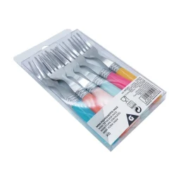 Mini fourchette inox manche plastique multicolore x6^Gifi Best