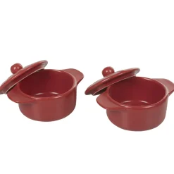 Minis cocottes rouges mat avec couvercle x2^Gifi Discount
