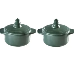 Minis cocottes vertes avec couvercle poignée forme sapin x2^Gifi Hot