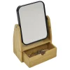 Gifi Miroir avec tiroir en bambou
