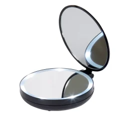 Gifi Miroir double rétractablesur pied rond noir LED