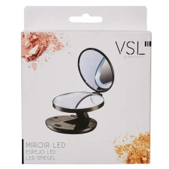 Gifi Miroir double rétractablesur pied rond noir LED