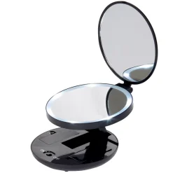 Gifi Miroir double rétractablesur pied rond noir LED