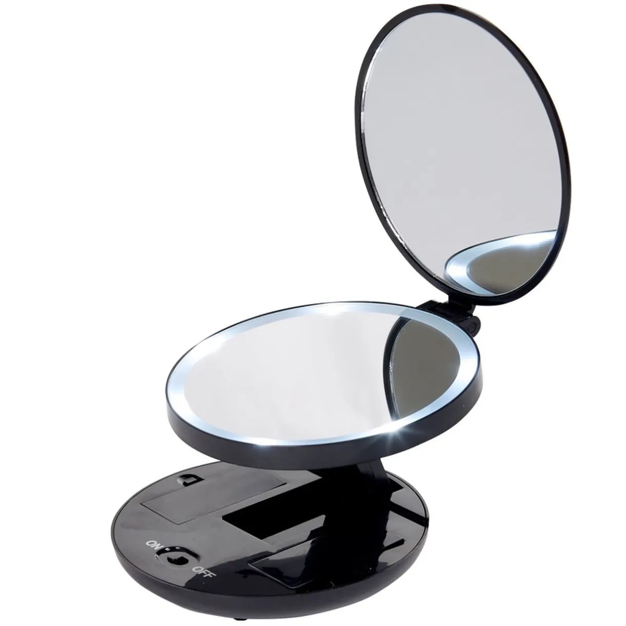 Gifi Miroir double rétractablesur pied rond noir LED