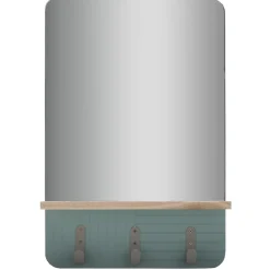 Gifi Miroir étagère bois naturel 3 patères vert clair