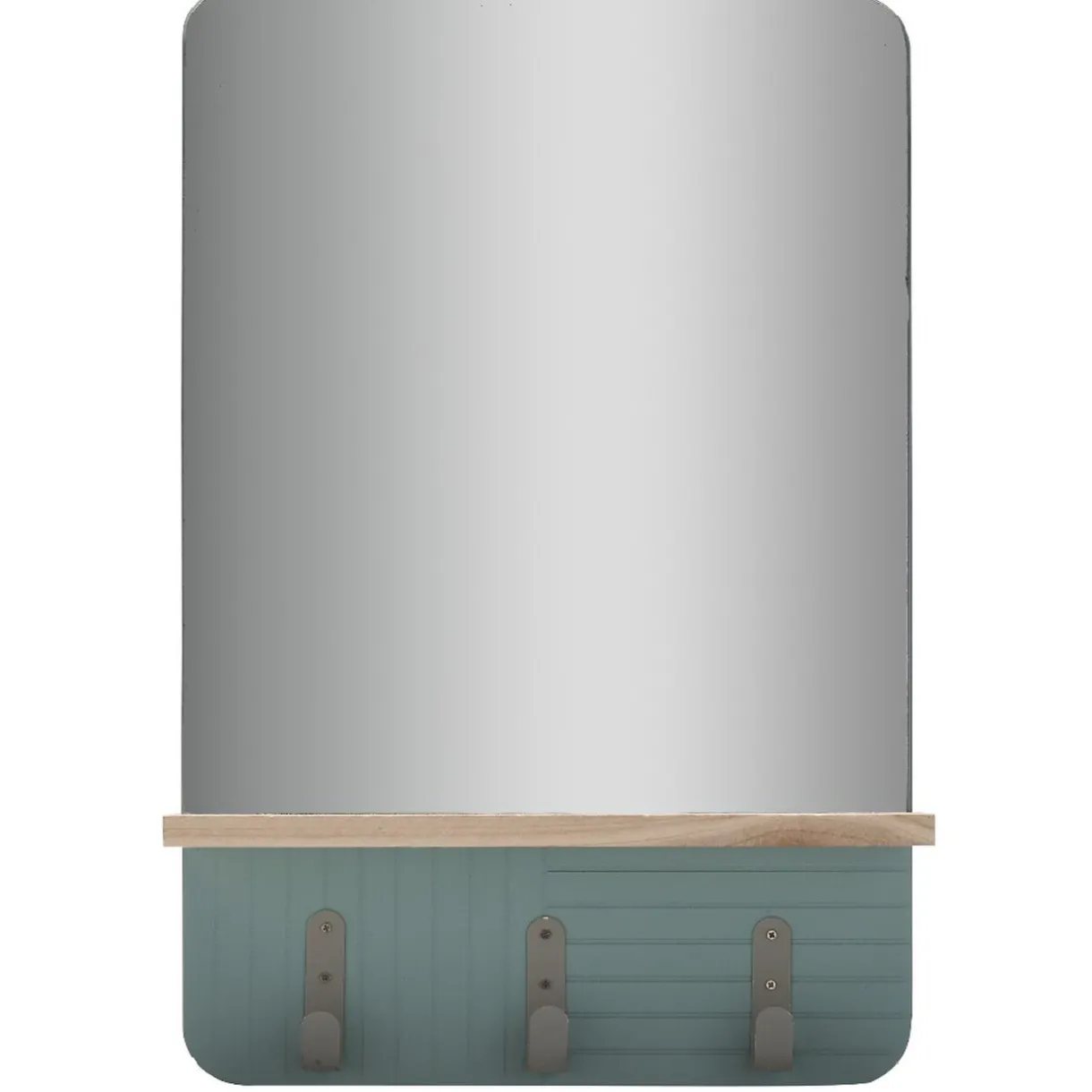 Gifi Miroir étagère bois naturel 3 patères vert clair