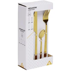 Ménagère 16 couverts inox doré^Gifi