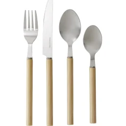 Ménagère 24 couverts inox manche plastique beige^Gifi Discount