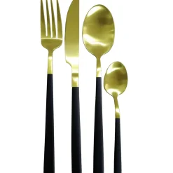 Ménagère 16 couverts noir et doré^Gifi Online