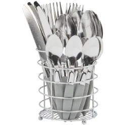 Ménagère 24 pièces gris et son panier^Gifi