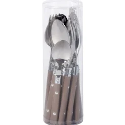 Ménagère 16 pièces inox manche plastique taupe^Gifi Outlet
