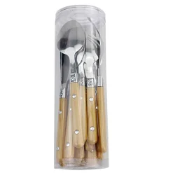 Ménagère 16 pièces inox manche plastique jaune doré^Gifi Hot