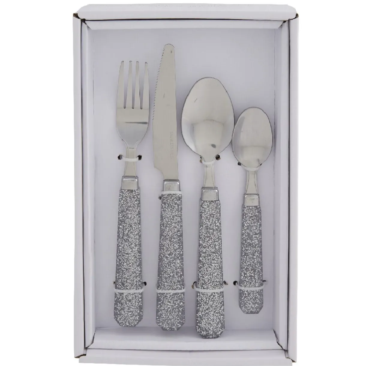 Ménagère 24 pièces paillettes argenté^Gifi Clearance