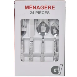 Ménagère 24 pièces strilles en relief^Gifi Discount