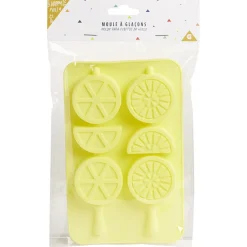 Moule à glaçon brochette forme citron-silicone jaune 18,3x11,4xH1,5cm^Gifi New