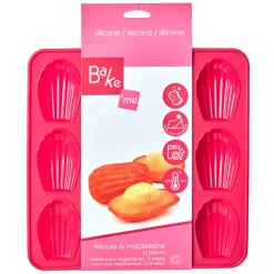 Moule 12 madeleines silicone rose^Gifi Clearance