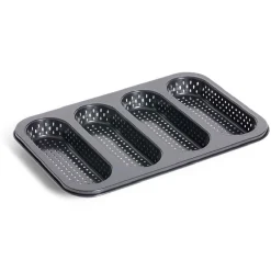 Moule à mini baguette perforé acier noir 33,6x22xH3cm^Gifi Sale