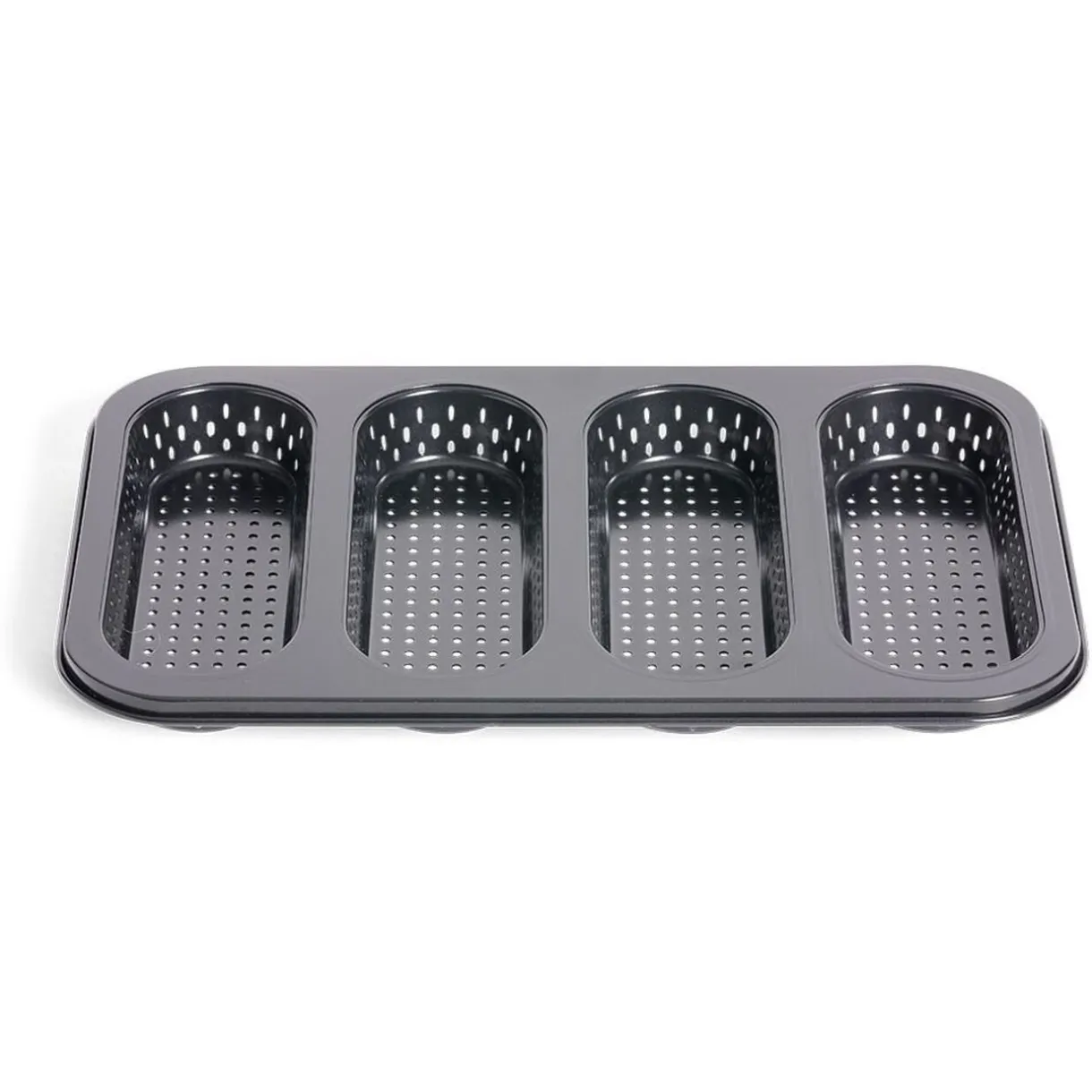 Moule à mini baguette perforé acier noir 33,6x22xH3cm^Gifi Sale