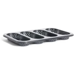 Moule à mini baguette perforé acier noir 33,6x22xH3cm^Gifi Sale