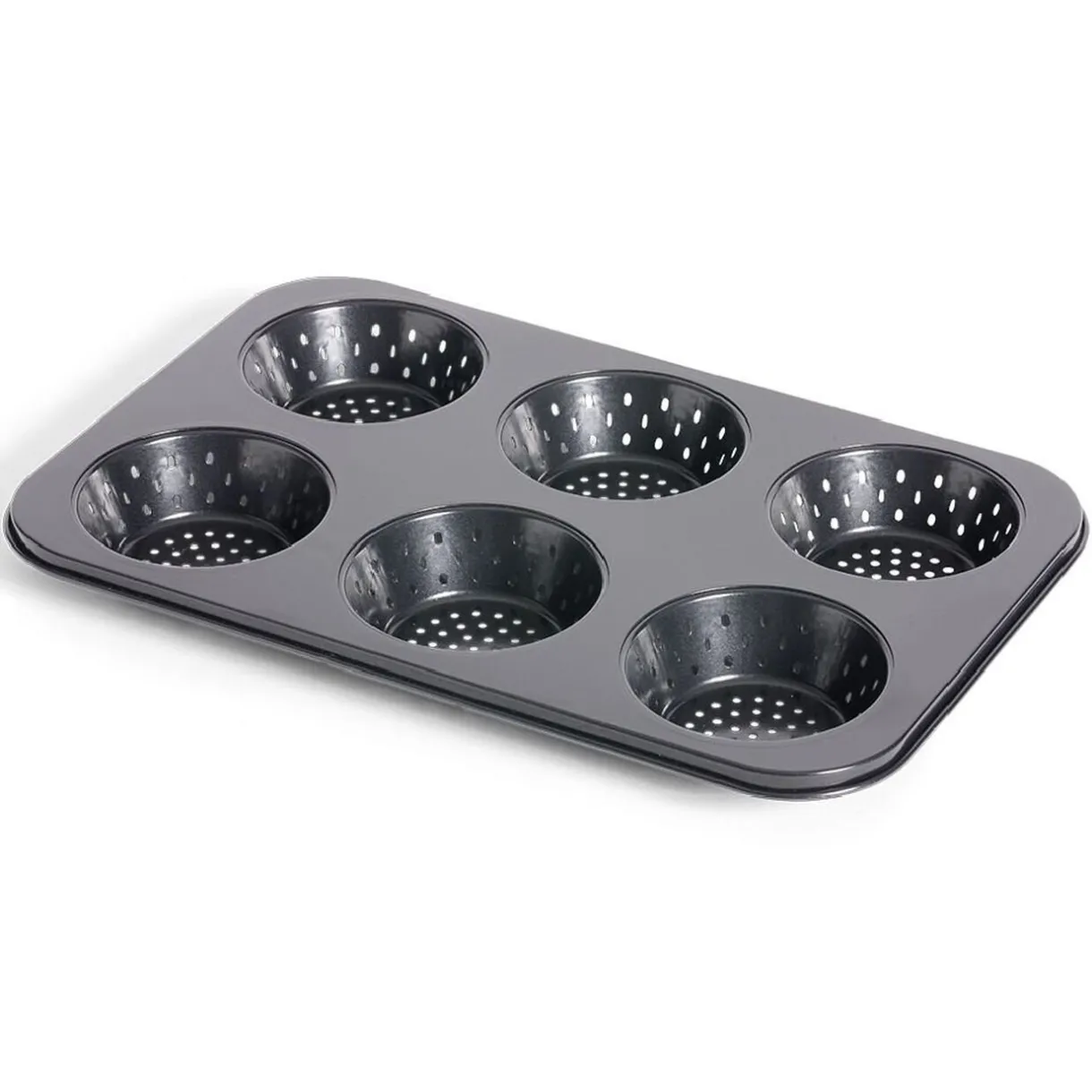 Moule à muffin perforé acier noir 33,6x22xH3cm^Gifi Online