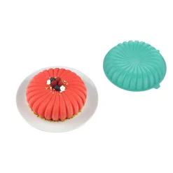 Moule rond strié 3D silicone vert^Gifi