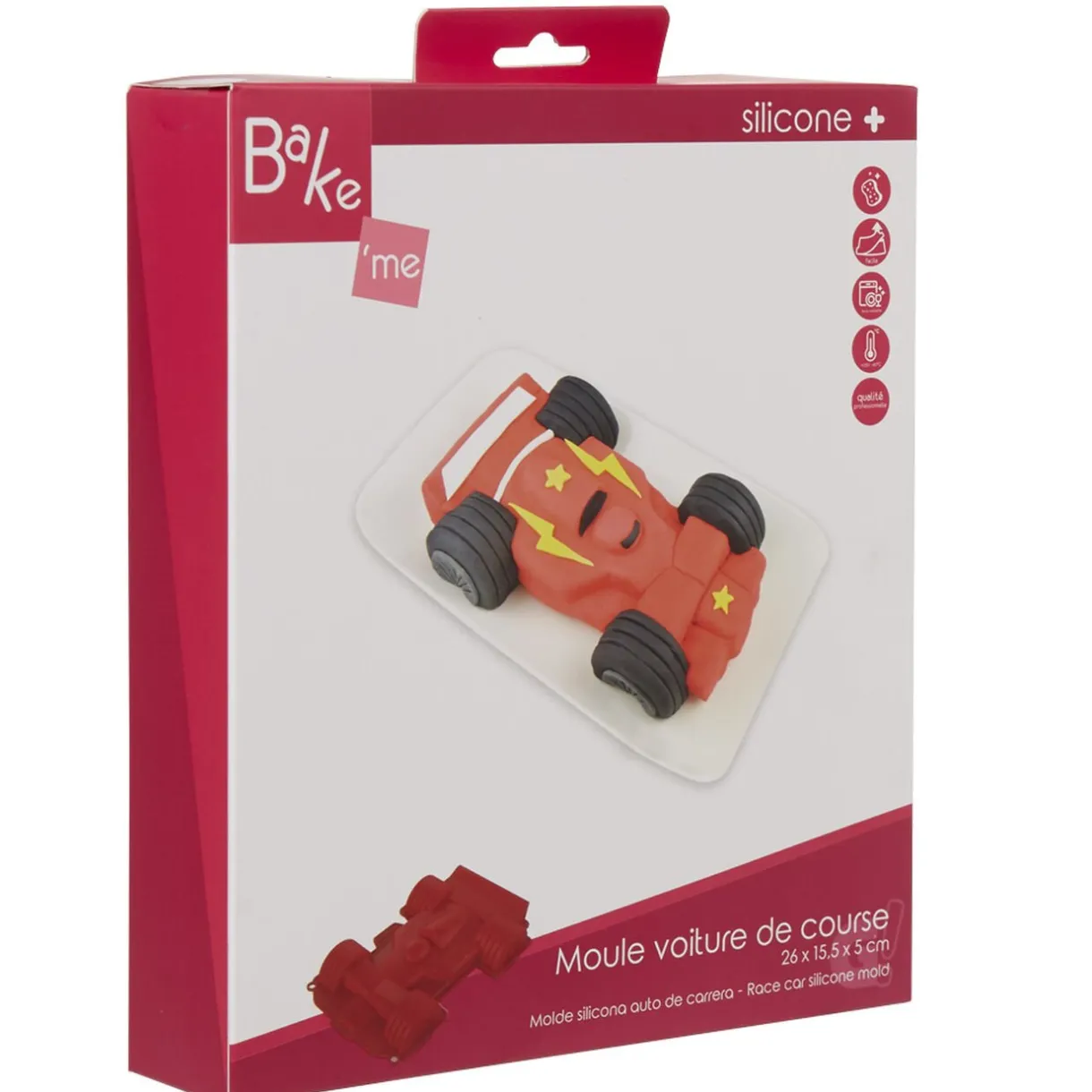 Moule voiture de course 3D silicone rouge^Gifi Hot