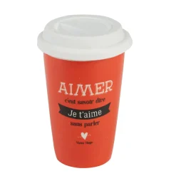 Mug à emporter rouge blanc mots d amour^Gifi