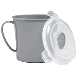 Mug à soupe micro-ondes gris^Gifi Discount