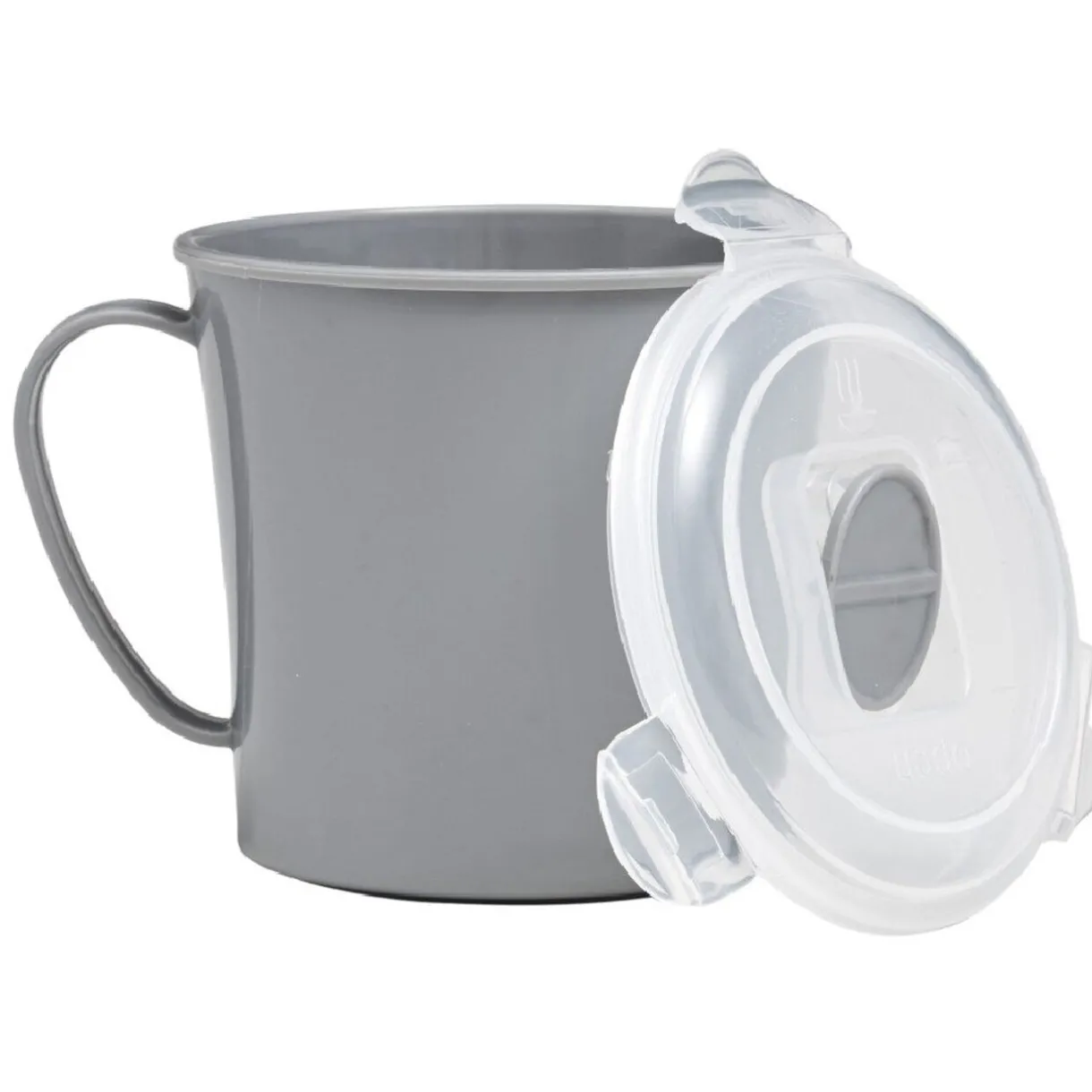 Mug à soupe micro-ondes gris^Gifi Discount