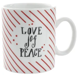 Mug avec boule à thé Love Jog Peace blanc rayure rouge 35 cl^Gifi Outlet