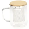 Mug avec infuseur en inox verre et couvercle en bambou^Gifi Clearance