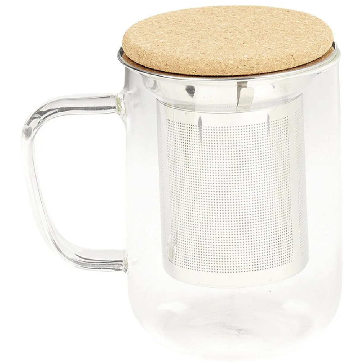 Mug avec infuseur en inox verre et couvercle en bambou^Gifi Clearance