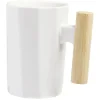 Mug blanc avec anse en bois^Gifi Sale