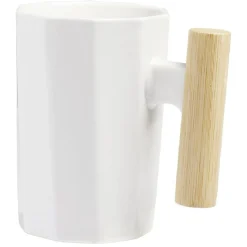 Mug blanc avec anse en bois^Gifi Sale