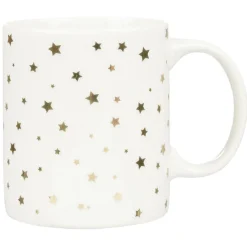 Mug blanc motifs étoiles dorées^Gifi Outlet
