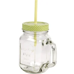 Mug bocal coloré vert avec paille^Gifi Sale
