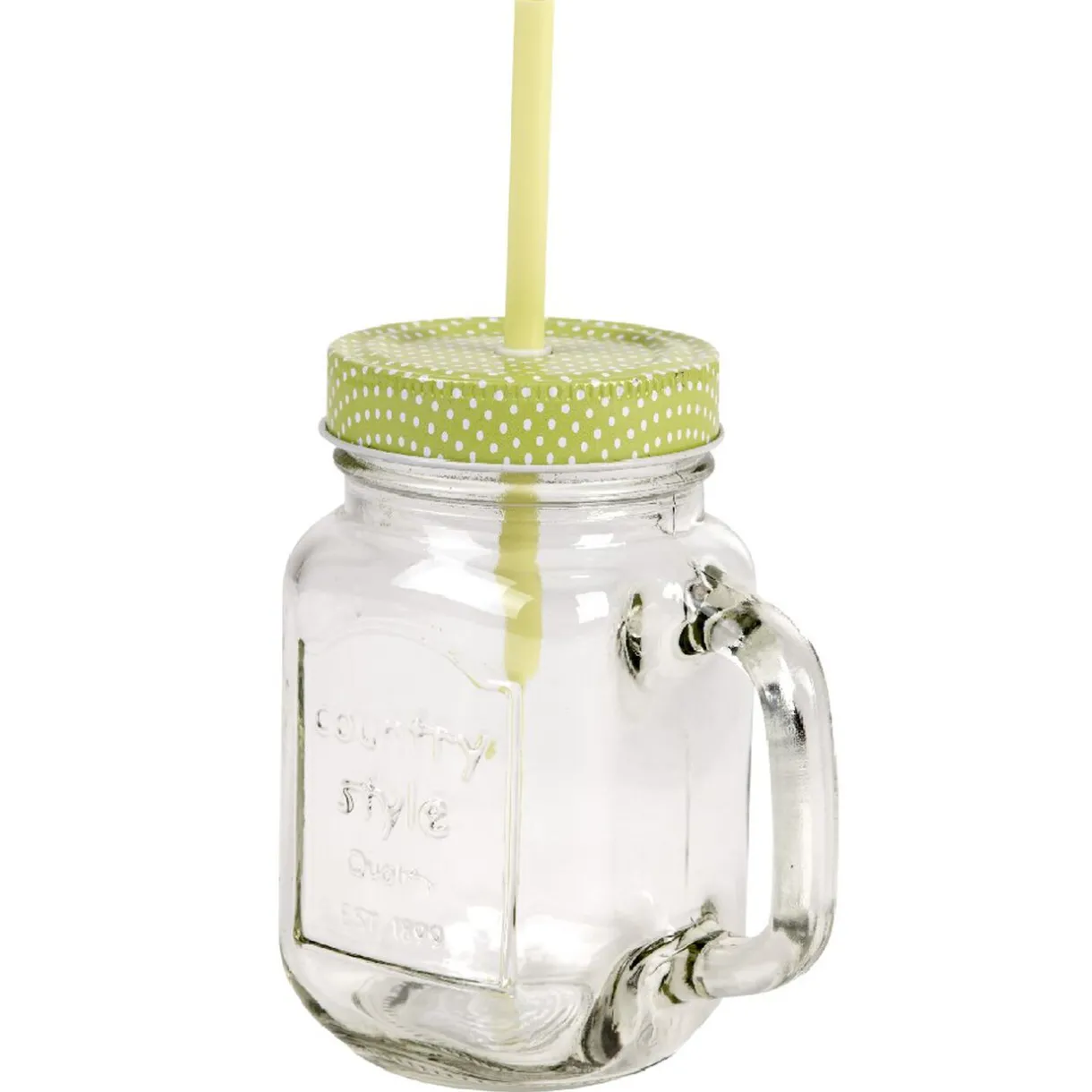 Mug bocal coloré vert avec paille^Gifi Sale