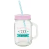 Mug bocal transparent avec paille^Gifi