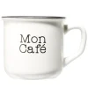 Mug café en porcelaine effet email blanc et bord noir Mon café 33cl H8,5cm^Gifi Clearance