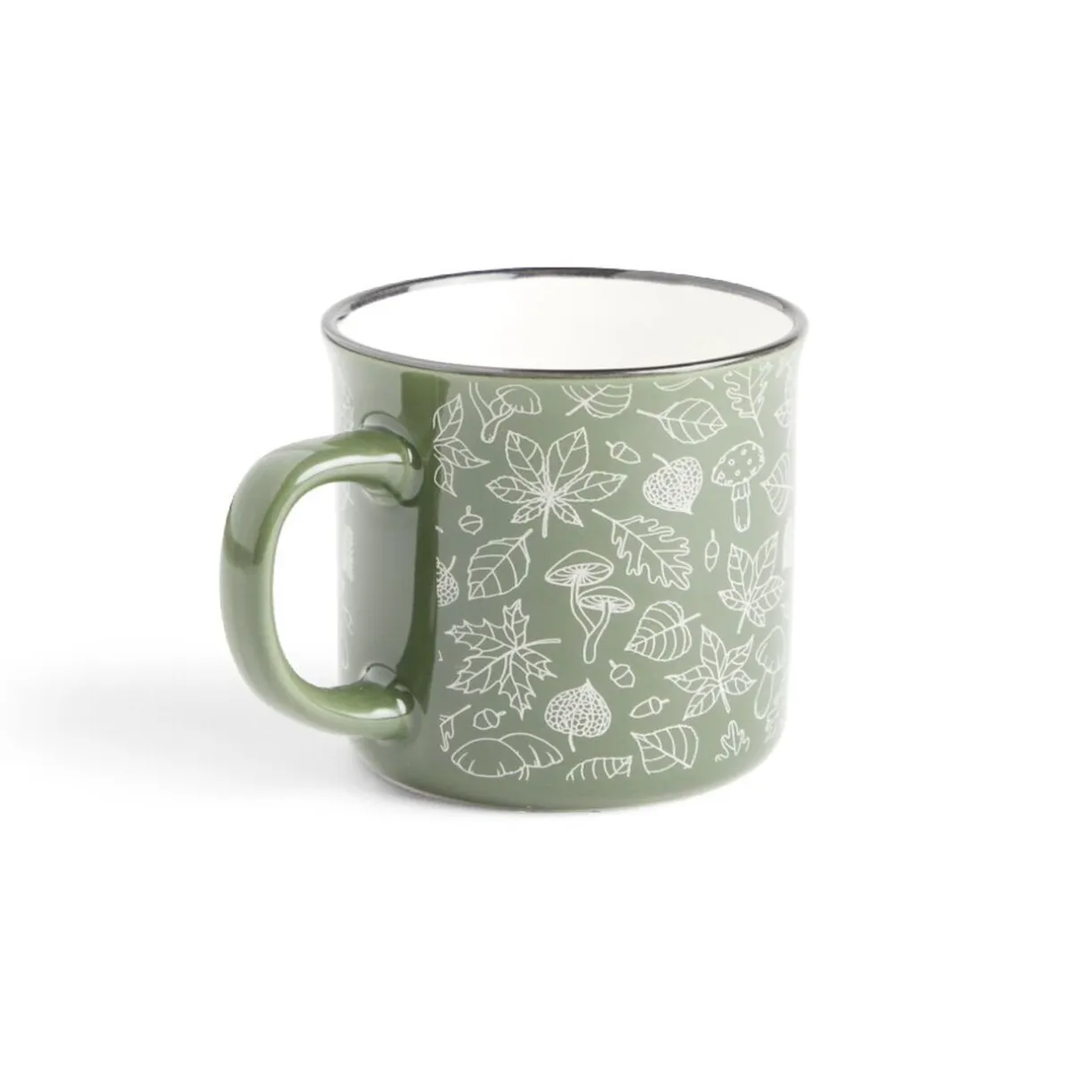Mug décor feuille automne en porcelaine vert et blanc 320ml^Gifi Sale