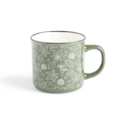 Mug décor feuille automne en porcelaine vert et blanc 320ml^Gifi Sale