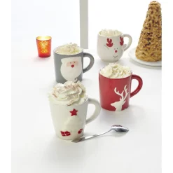 Mug de Noël motif relief sapin blanc décor rouge 37 cl^Gifi Clearance