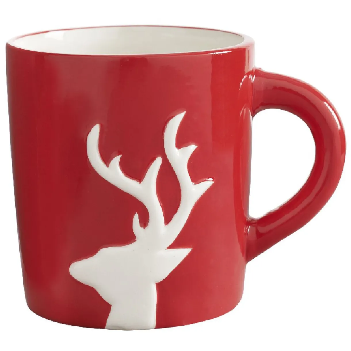 Mug de Noël rouge motif relief renne blanc 37 cl^Gifi Clearance