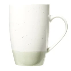 Mug en faïence blanc chiné et vert 500ml H15,5cm^Gifi Discount