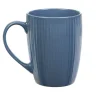 Mug en porcelaine 35 cl bleu avec rainures verticales en relief^Gifi